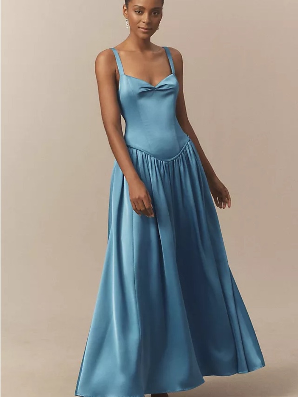 BHLDN Seraphina Sweetheart Corset Stretch Satin Maxi Dress